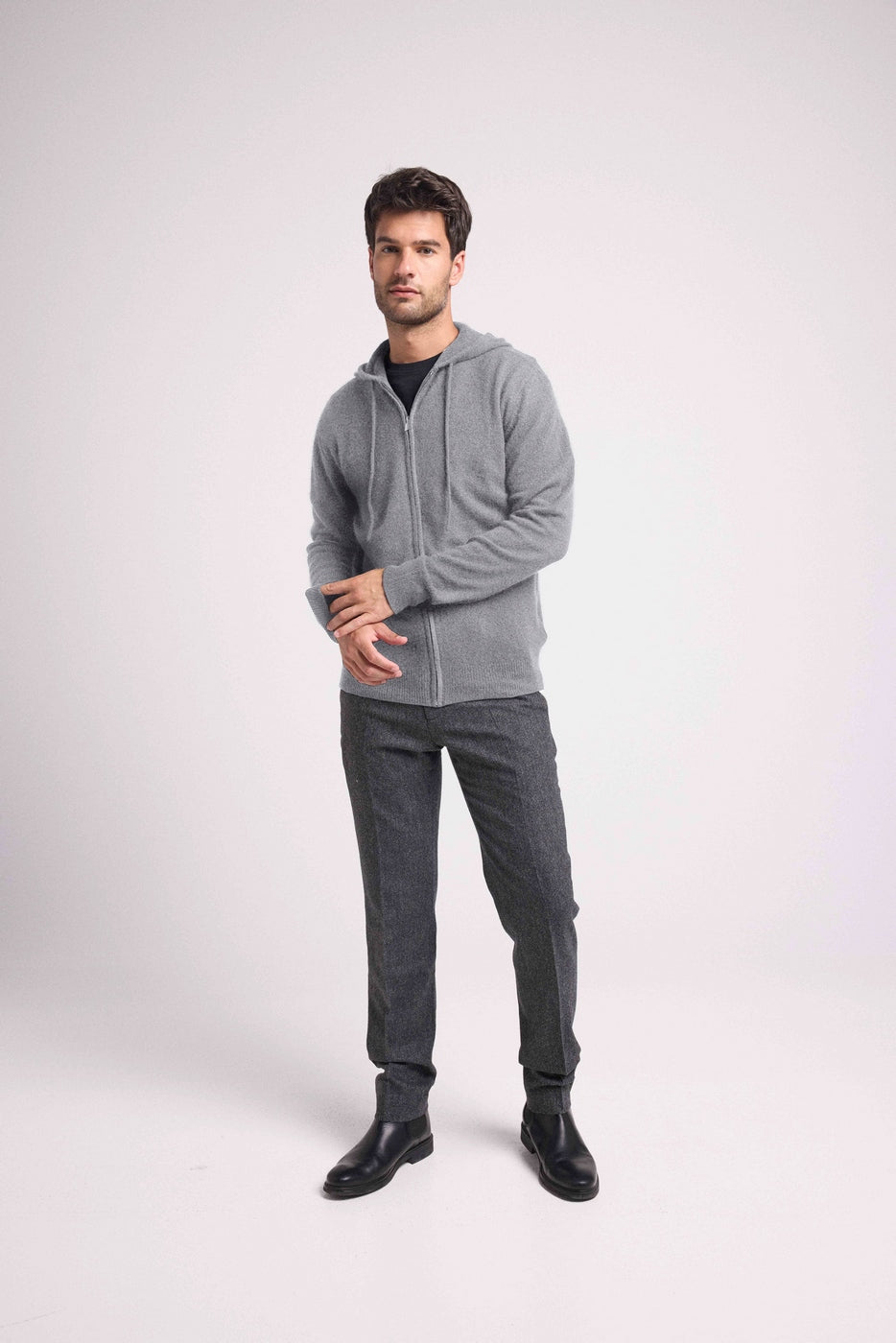 Sweat Zippe A Capuche Hugo - Gris Foncé - Homme
