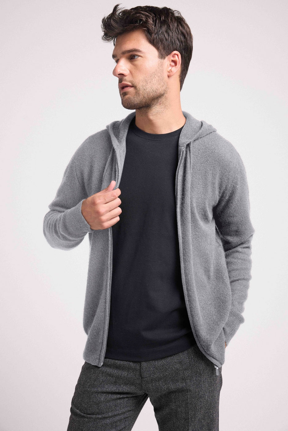 Sweat Zippe A Capuche Hugo - Gris Foncé - Homme