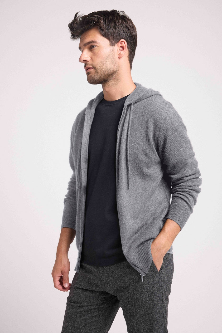 Sweat Zippe A Capuche Hugo - Gris Foncé - Homme