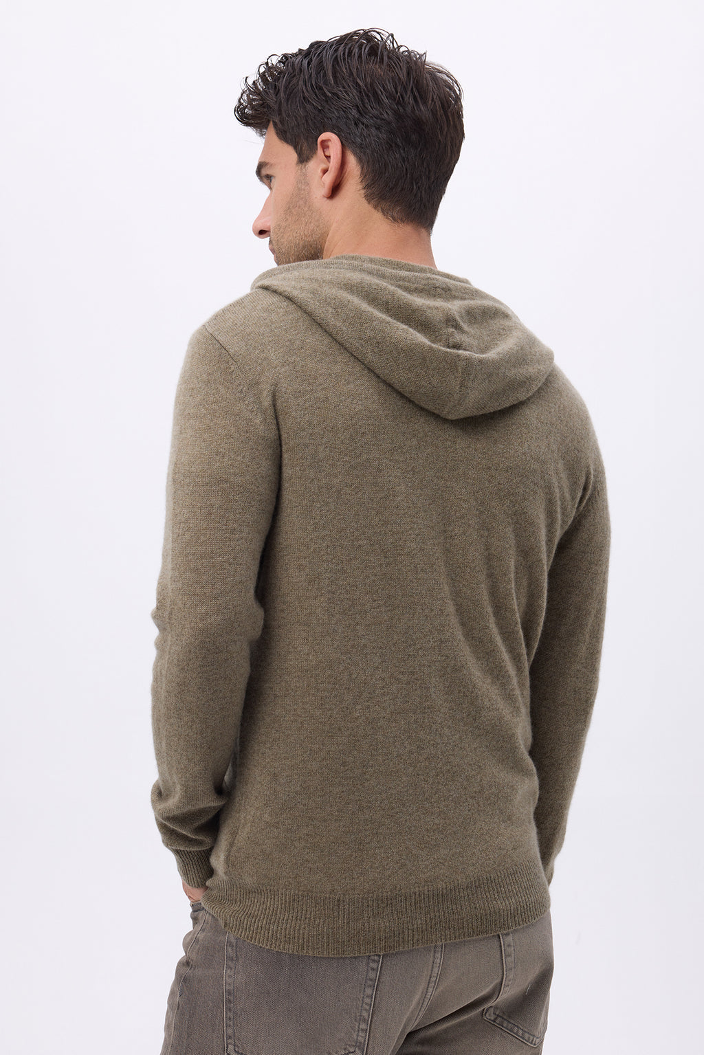 Felpa Con Zip E Cappuccio U Hugo - Verde Cachi - Uomo
