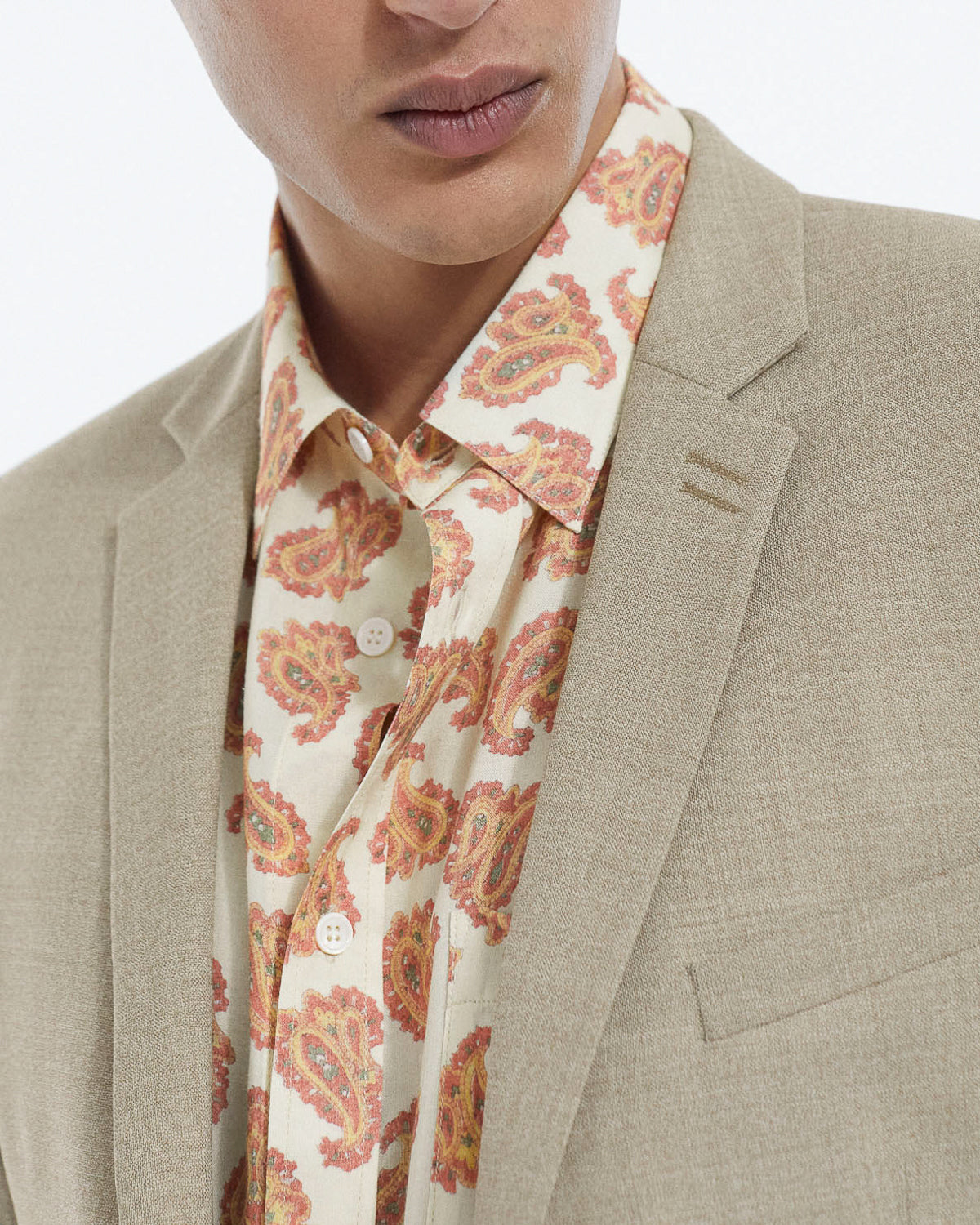 Beige Wool Dress Jacket With Pockets - Men