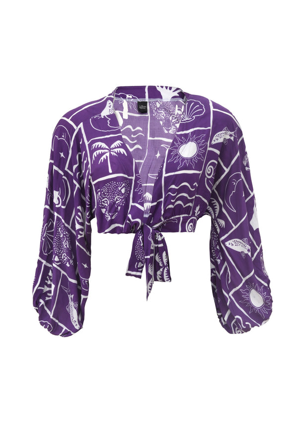 Camisa Beleza Pura - Patrón de elementos morados