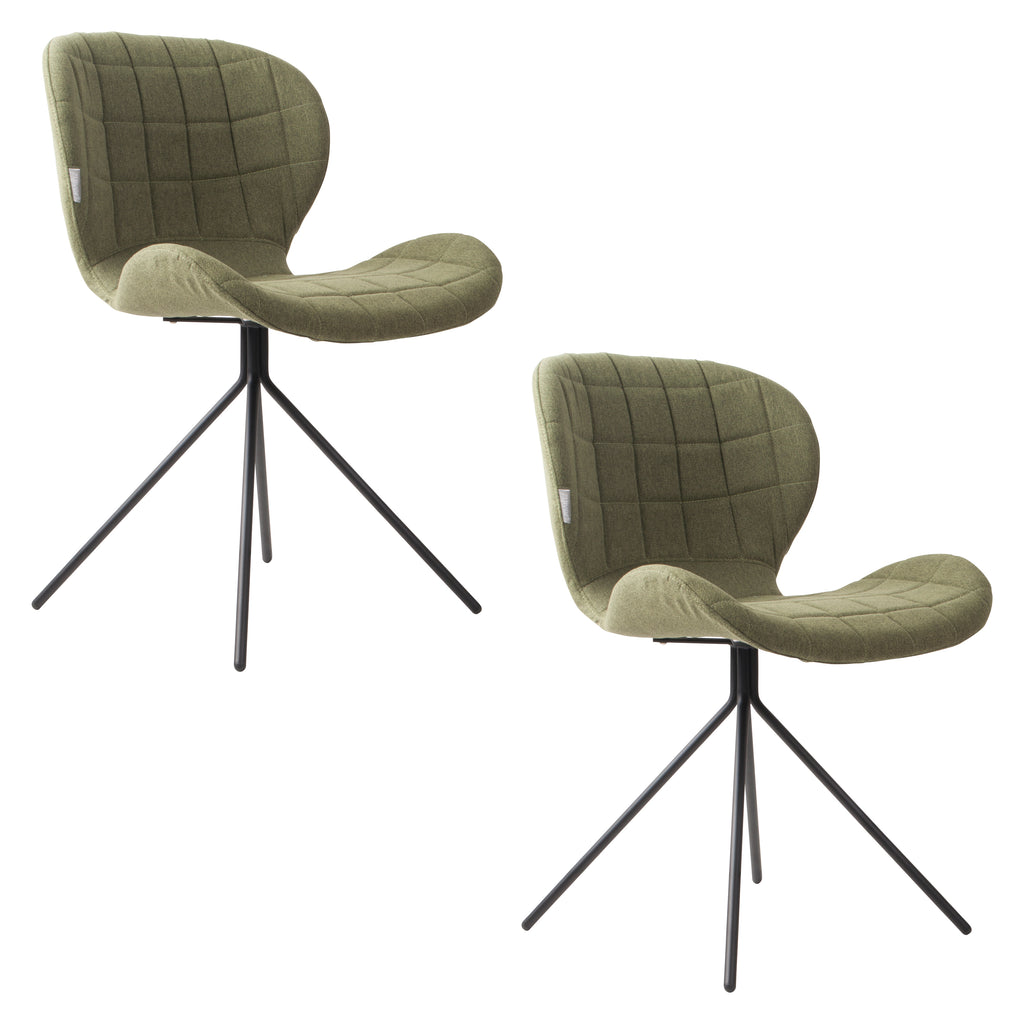 Omg - Juego de 2 sillas de comedor - Tela - Verde