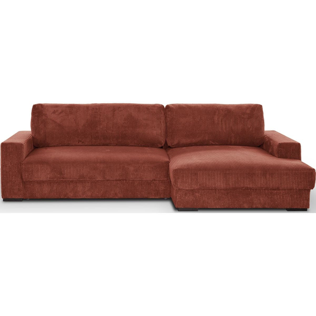 Arty - Højrevendt Sovesofa Hjørnesofa - Fløjl - Rust