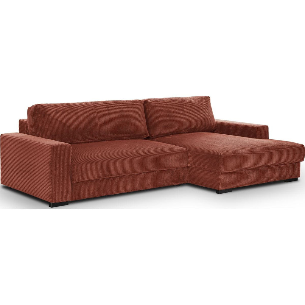 Arty - Højrevendt Sovesofa Hjørnesofa - Fløjl - Rust