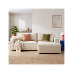 Asti - Canapé d'Angle à Droite Convertible 3 Places en Tissu Bouclé - Beige