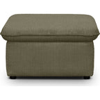 Baya - Pouf Coffre De Rangement - Velours Côtelé - Vert Kaki