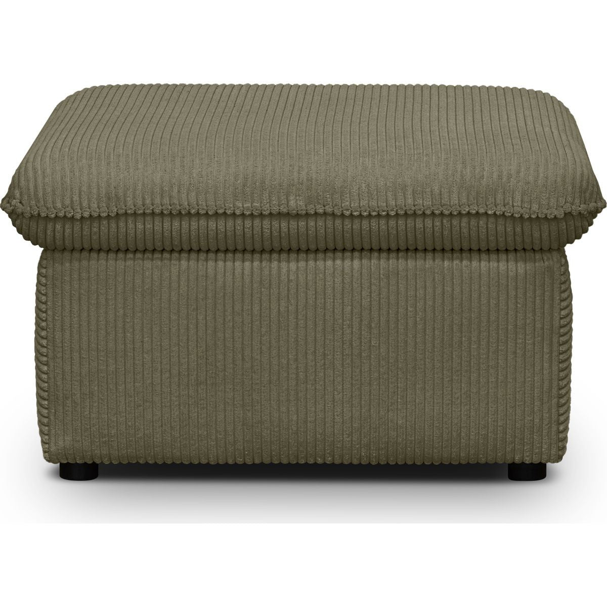Baya - Pouf Coffre De Rangement - Velours Côtelé - Vert Kaki