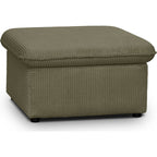 Baya - Pouf Coffre De Rangement - Velours Côtelé - Vert Kaki