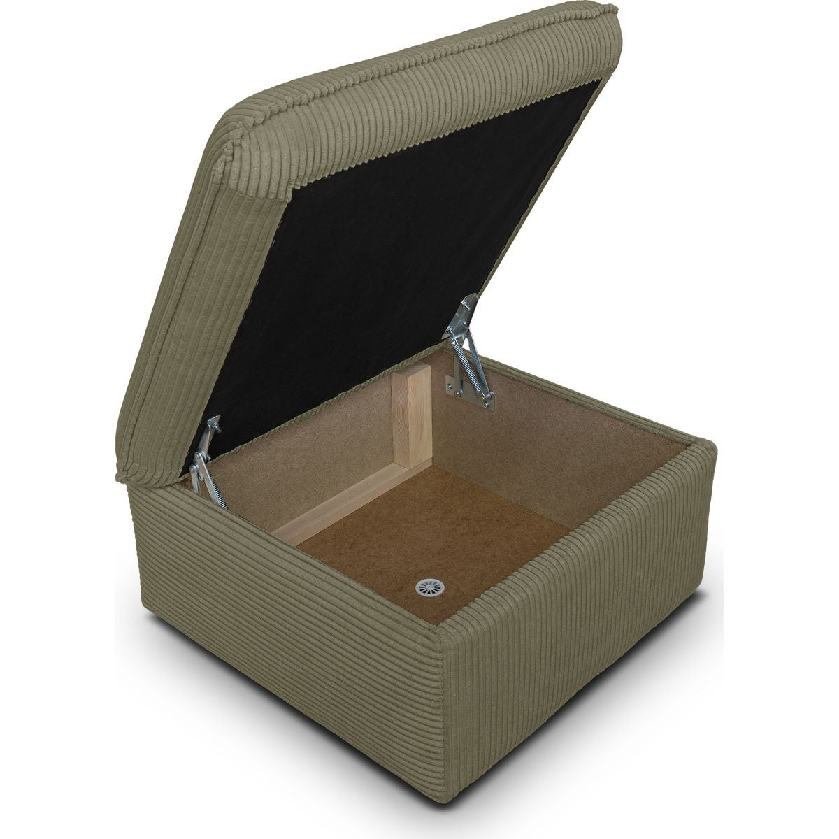 Baya - Pouf Coffre De Rangement - Velours Côtelé - Vert Kaki