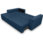 Asti - Canapé D'angle À Gauche Convertible - Velours Côtelé - Bleu