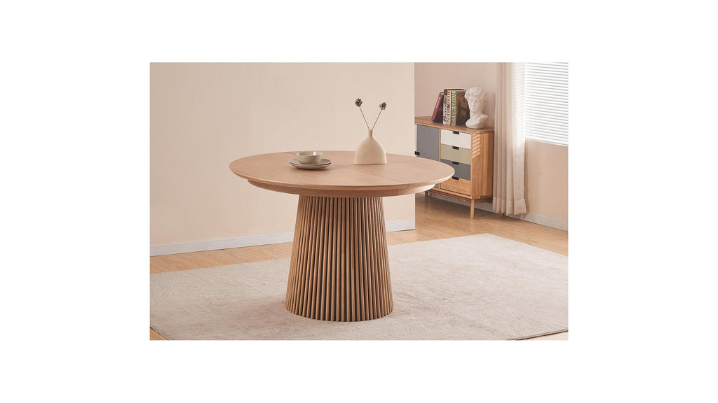 Ada - Table à Manger Ronde Extensible en 4 à 8 Personnes - 120/200 cm - Bois