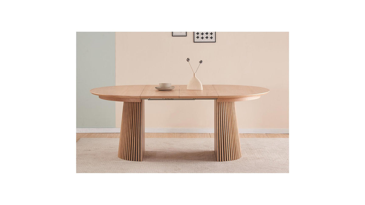 Ada - Table à Manger Ronde Extensible en 4 à 8 Personnes - 120/200 cm - Bois