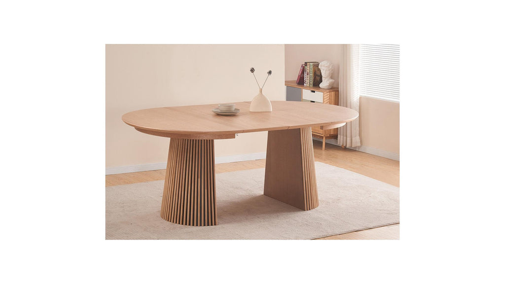 Ada - Table à Manger Ronde Extensible en 4 à 8 Personnes - 120/200 cm - Bois