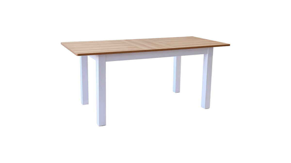 Lexi - Table à Manger Extensible Effet Bois 6/8 Personnes, Piètement 140/180 cm - Blanc