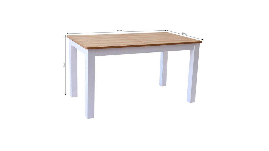 Lexi - Table à Manger Extensible Effet Bois 6/8 Personnes, Piètement 140/180 cm - Blanc