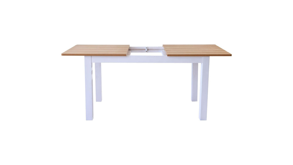 Lexi - Table à Manger Extensible Effet Bois 6/8 Personnes, Piètement 140/180 cm - Blanc