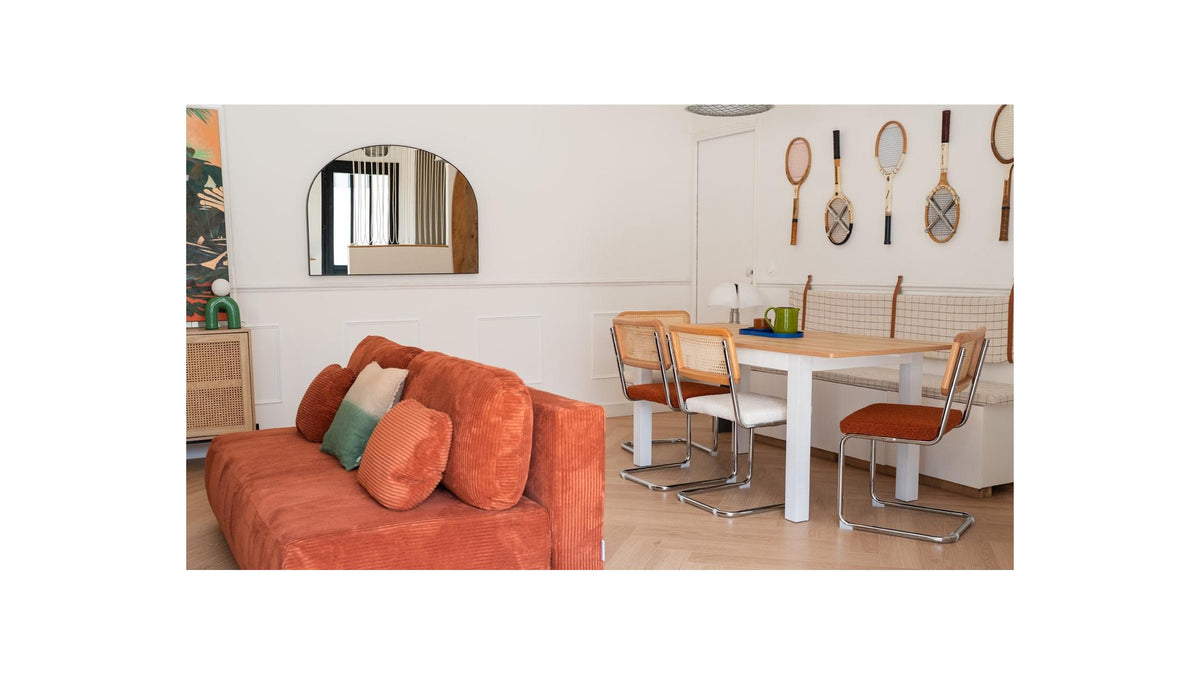 Lexi - Table à Manger Extensible Effet Bois 6/8 Personnes, Piètement 140/180 cm - Blanc