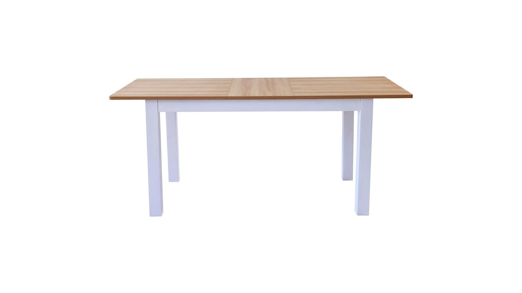Lexi - Table à Manger Extensible Effet Bois 6/8 Personnes, Piètement 140/180 cm - Blanc