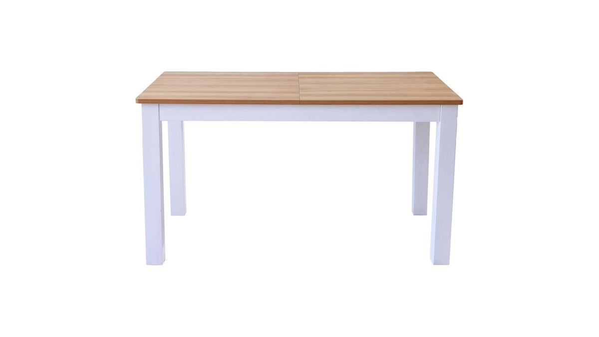 Lexi - Table à Manger Extensible Effet Bois 6/8 Personnes, Piètement 140/180 cm - Blanc