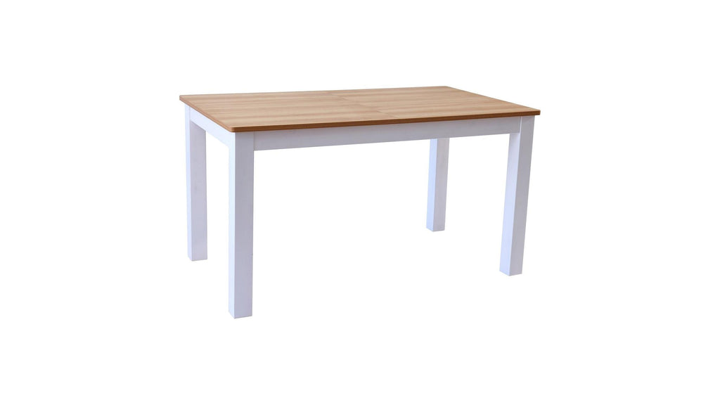 Lexi - Table à Manger Extensible Effet Bois 6/8 Personnes, Piètement 140/180 cm - Blanc