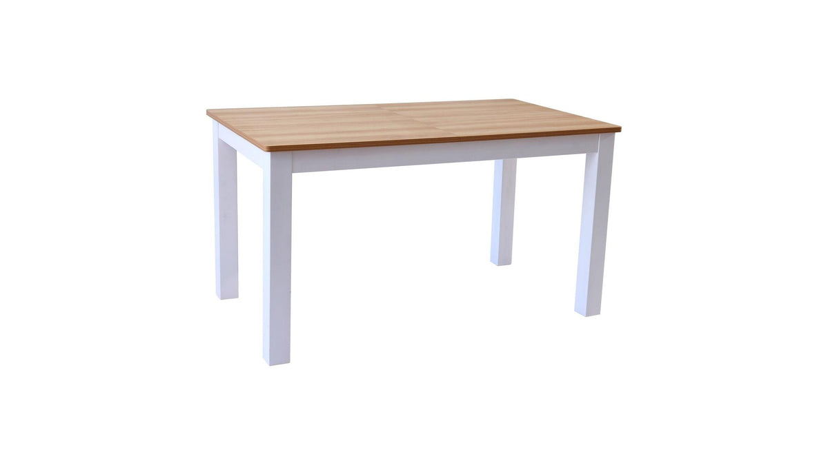 Lexi - Table à Manger Extensible Effet Bois 6/8 Personnes, Piètement 140/180 cm - Blanc