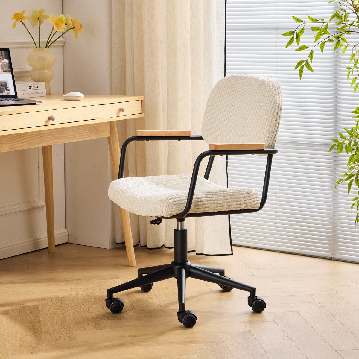 Gianni - Silla De Oficina Giratoria Y Regulable - Pana - Beige