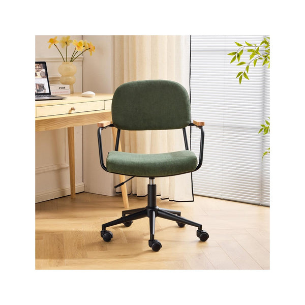 Gianni - Fauteuil De Bureau Pivotant Et Réglable - Velours Côtelé - Vert Kaki