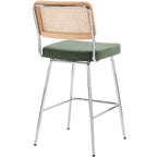 Muse - Lot De 2 Chaises De Bar - Cannage Et Velours Côtelé - Vert Kaki