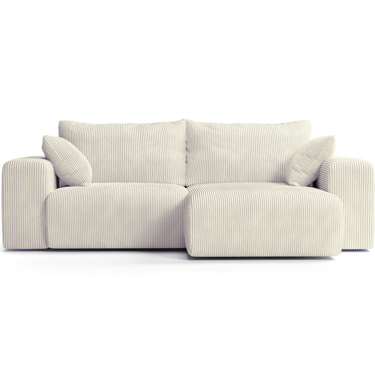 Amara - Canapé D'angle Convertible Réversible - Velours Côtelé - Beige