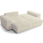 Amara - Canapé D'angle Convertible Réversible - Velours Côtelé - Beige
