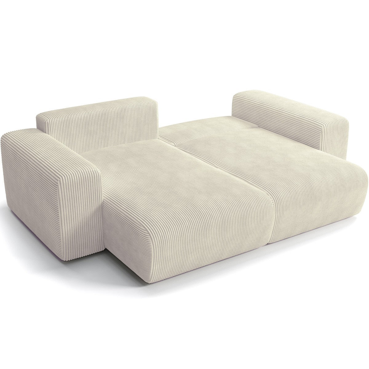 Amara - Canapé D'angle Convertible Réversible - Velours Côtelé - Beige