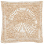 Funda de cojín circular blanca efecto yute natural Alfombras Nazar