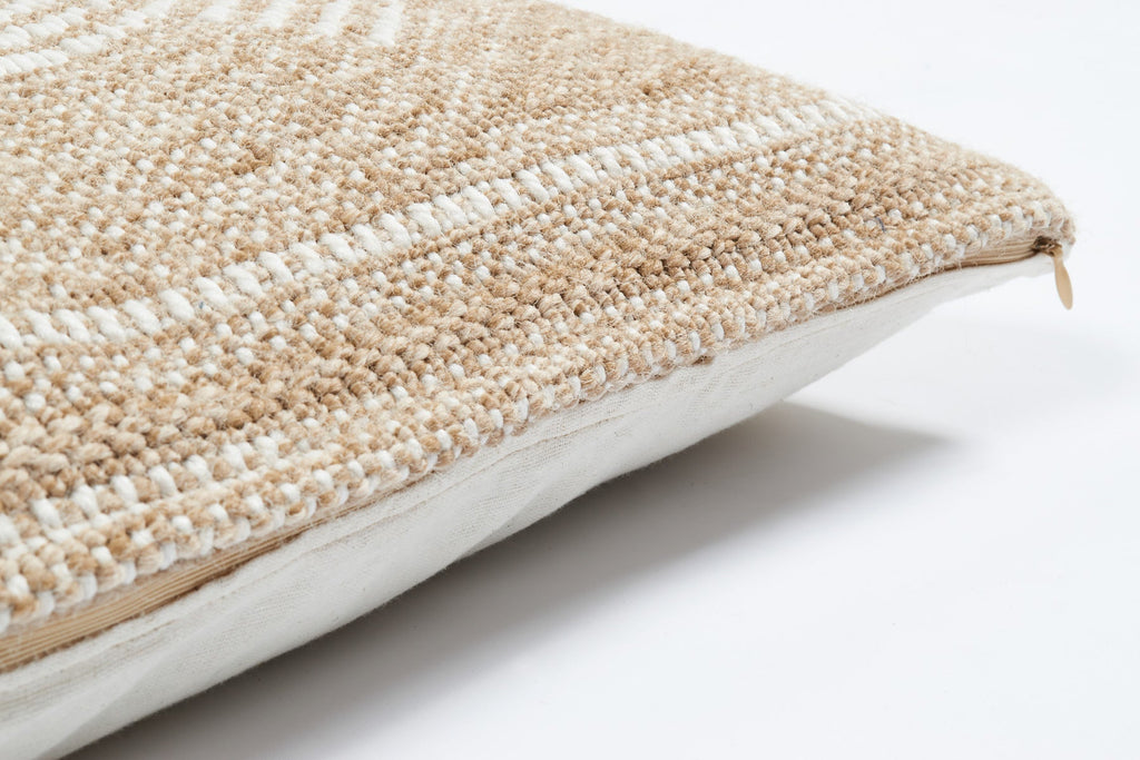 Funda de cojín circular blanca efecto yute natural Alfombras Nazar