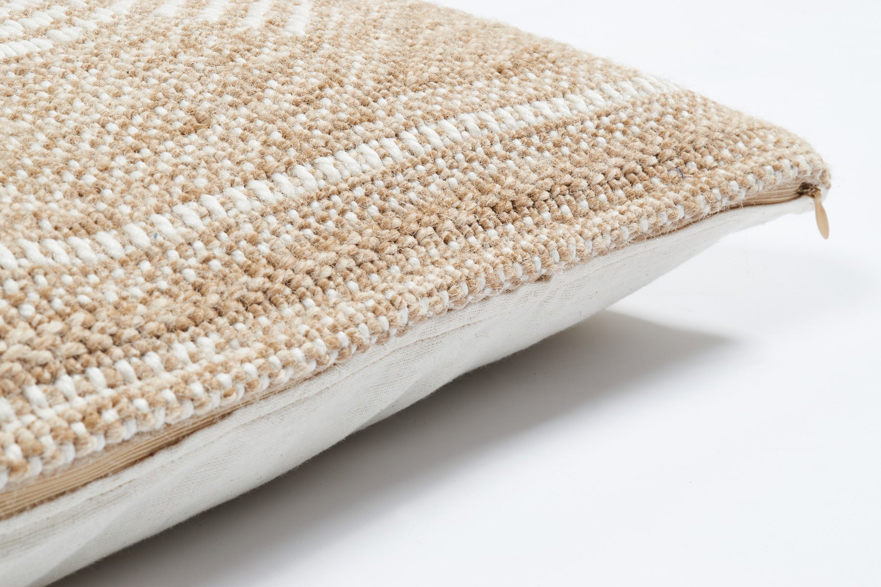 Funda de cojín circular blanca efecto yute natural Alfombras Nazar