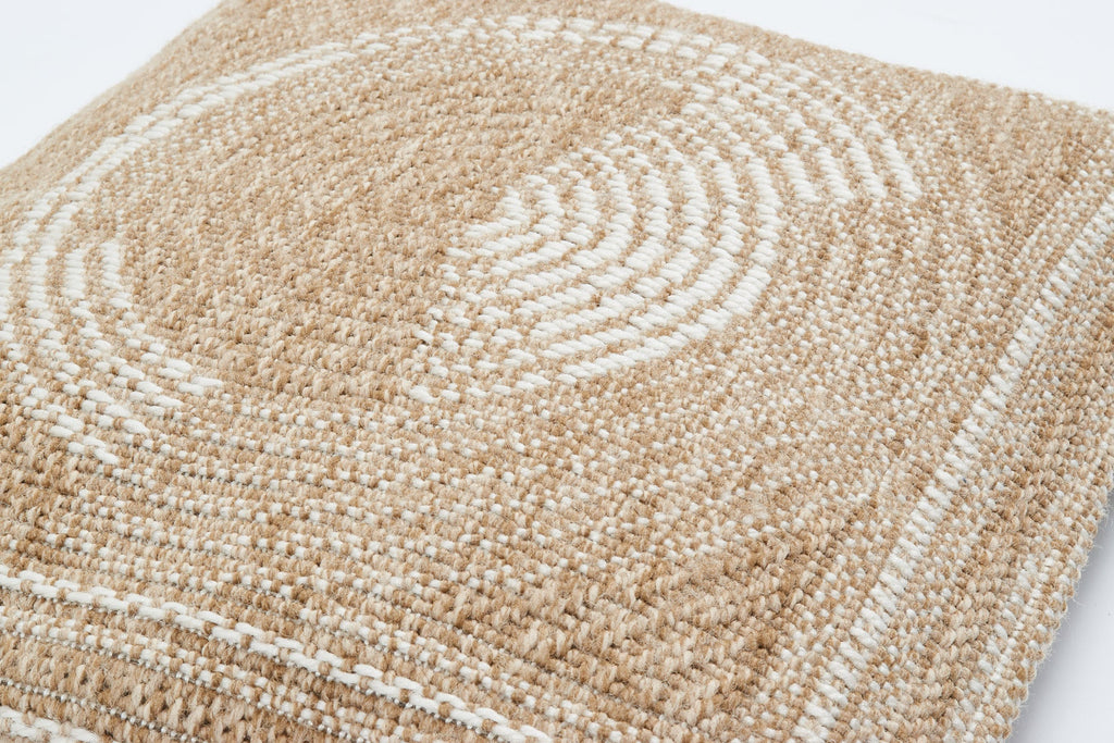 Funda de cojín circular blanca efecto yute natural Alfombras Nazar