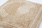 Funda de cojín circular blanca efecto yute natural Alfombras Nazar