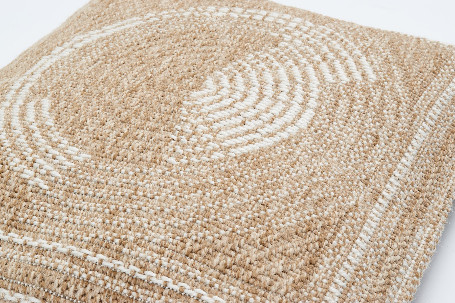 Funda de cojín circular blanca efecto yute natural Alfombras Nazar
