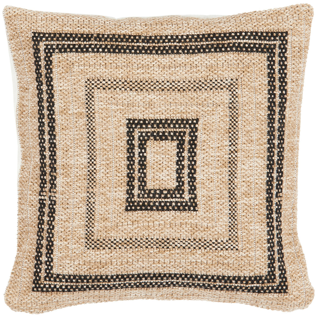 Funda de cojín rectangular negra con efecto yute natural Alfombras Nazar