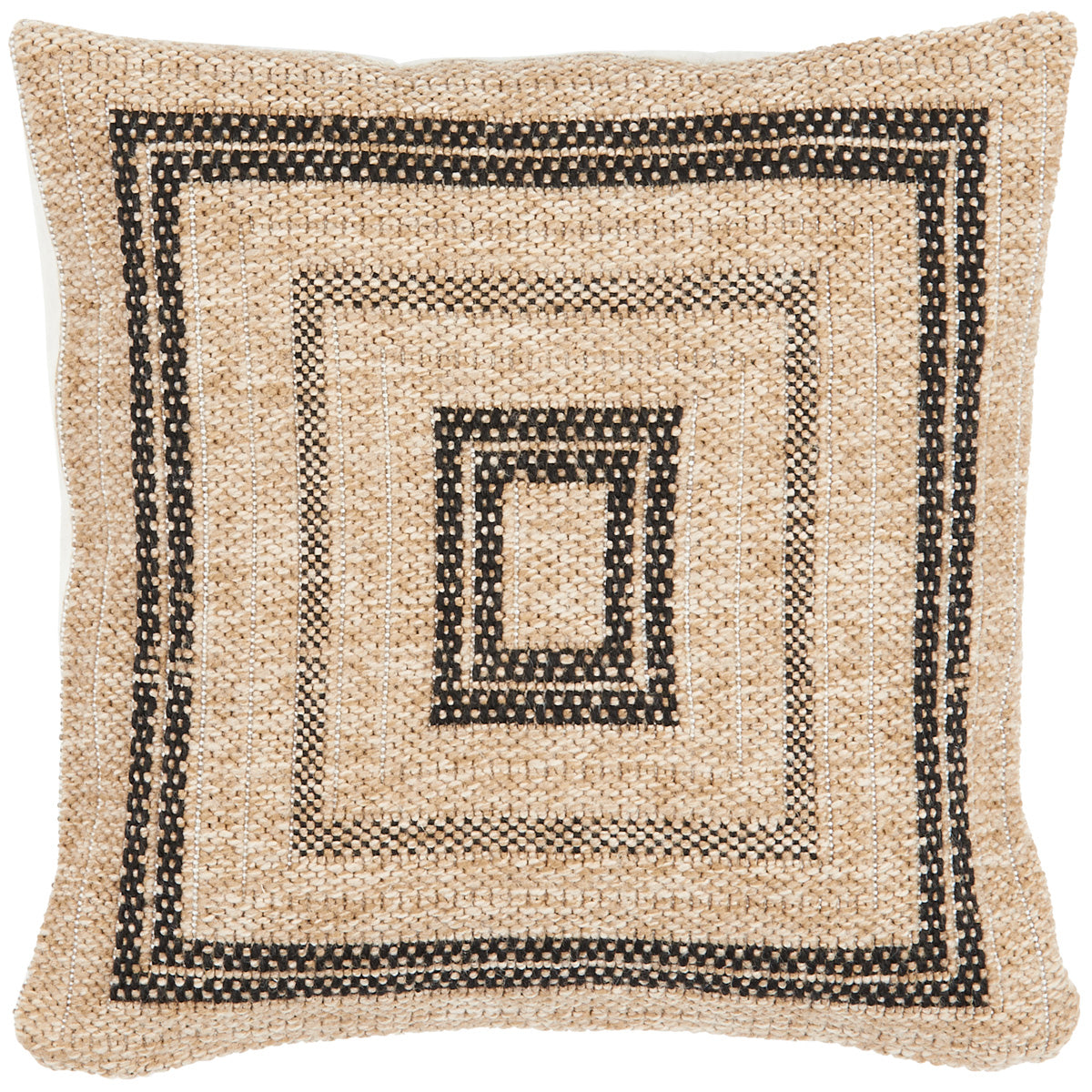 Funda de cojín rectangular negra con efecto yute natural Alfombras Nazar