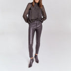 IKKS - Pure Edition Blouse Col Montant En Soie Et Fil Doré - Noir