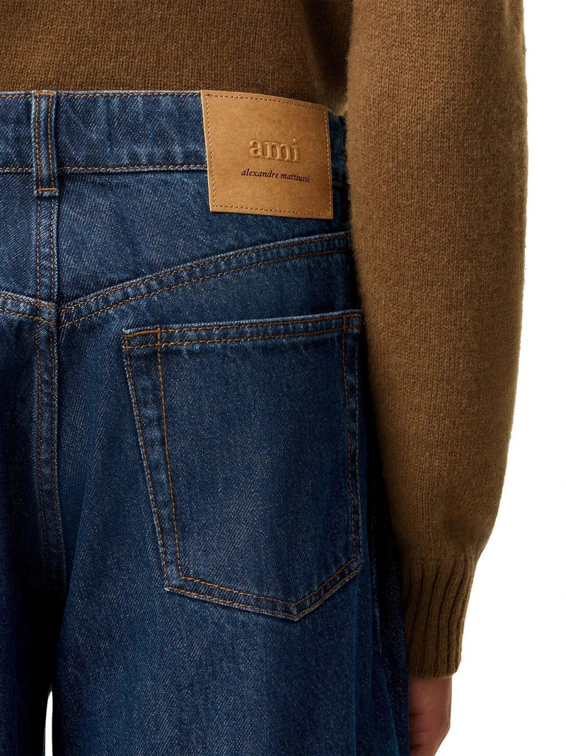 Ami Paris - Jean Bleu Coupe Large En Coton