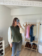 Khaki Valentine Sleeveless Knotted Sweater
