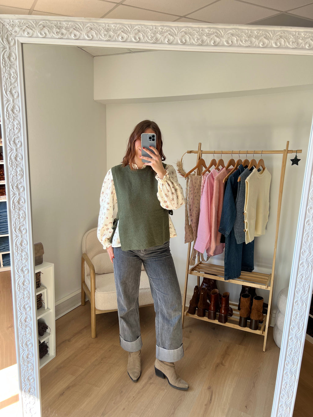 Khaki Valentine Sleeveless Knotted Sweater