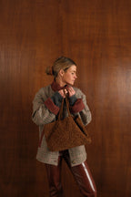 Camel Woven Suede Maxi Bag