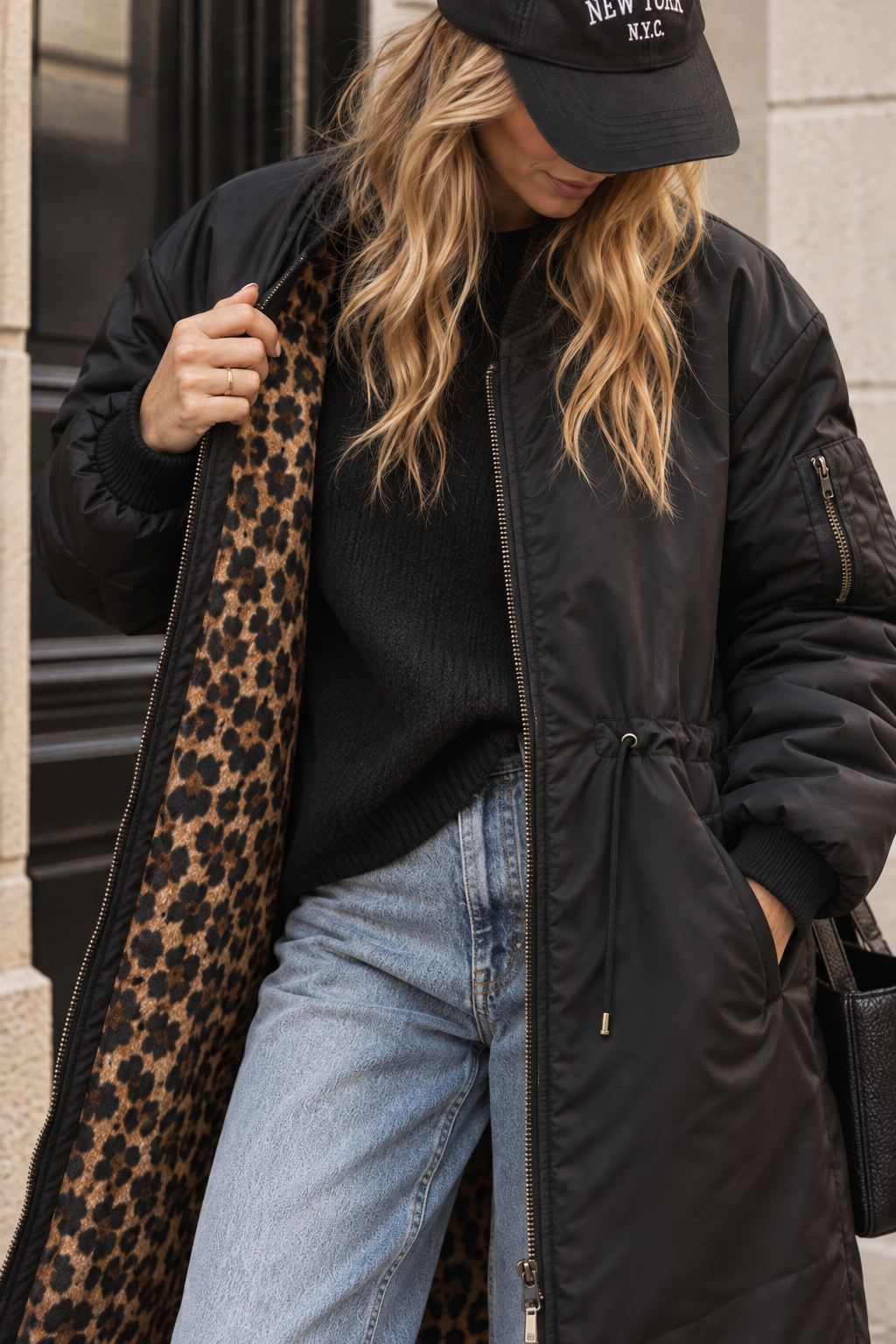 Langer Wende-Blouson Lara Schwarz