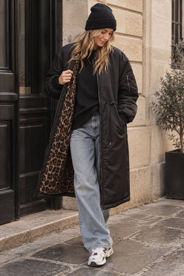 Langer Wende-Blouson Lara Schwarz