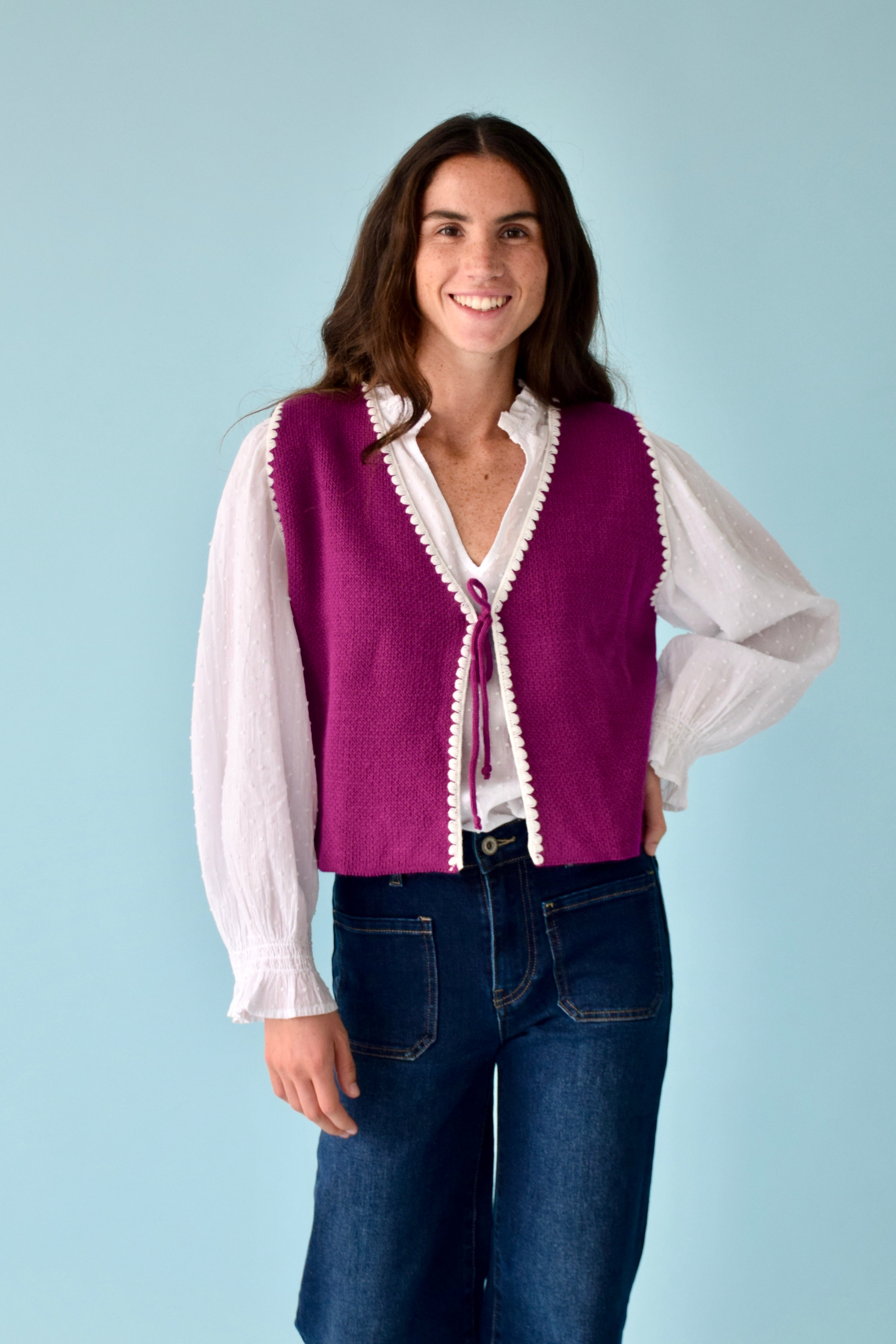 Gilet Maille Fuchsia