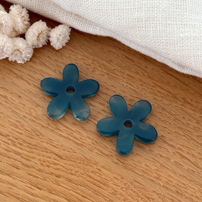 “Maria” acetate flowers-Earrings-instants-plaisirs-Duck blue-Instants Plaisirs | Jewelry