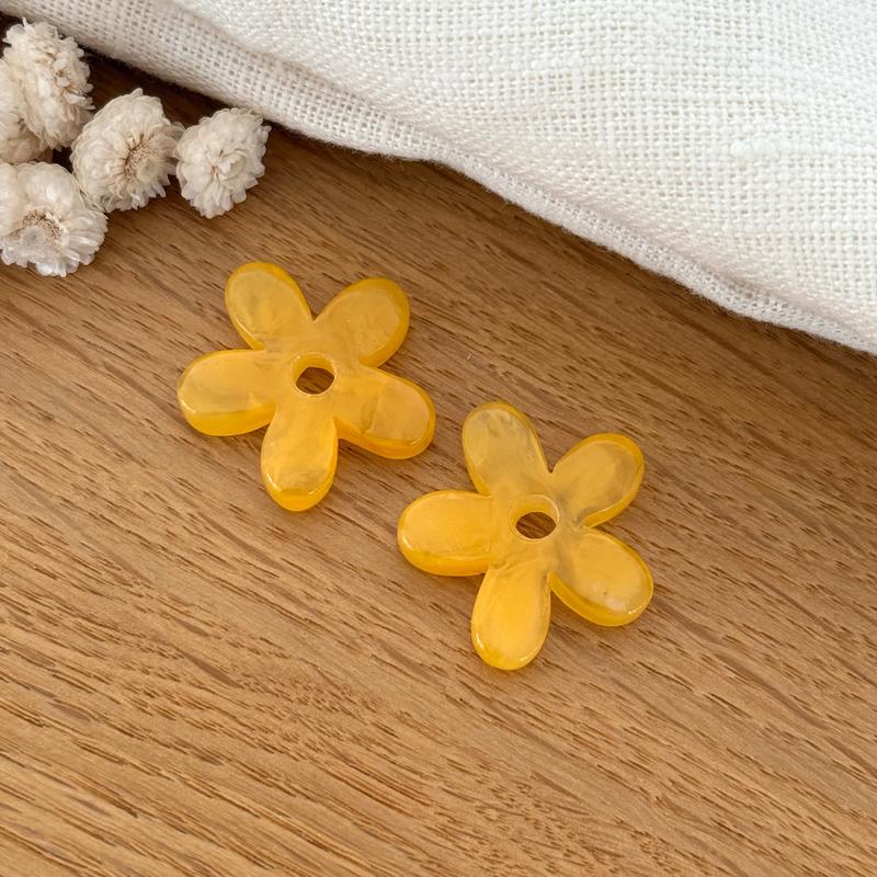 “Maria” acetate flowers-Earrings-instants-plaisirs-Yellow-Instants Plaisirs | Jewelry